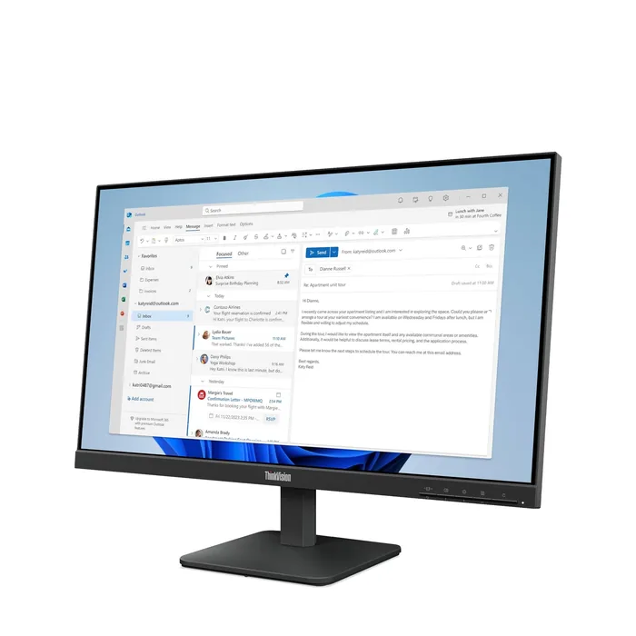 ThinkVision S24 - 4E 23, 8 Inch FHD Monitor (IPS Panel, 100HZ, 4MS, HDMI, VGA, 3 - Side Borderless) - Tilt Stand
