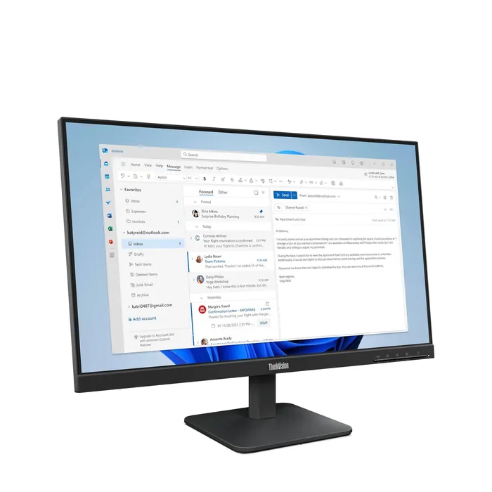 ThinkVision S24 - 4E 23, 8 Inch FHD Monitor (IPS Panel, 100HZ, 4MS, HDMI, VGA, 3 - Side Borderless) - Tilt Stand